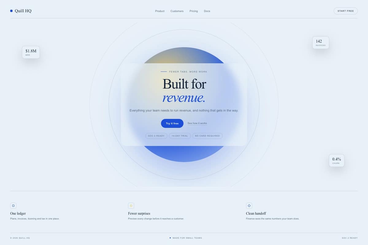 Quill HQ — full page preview