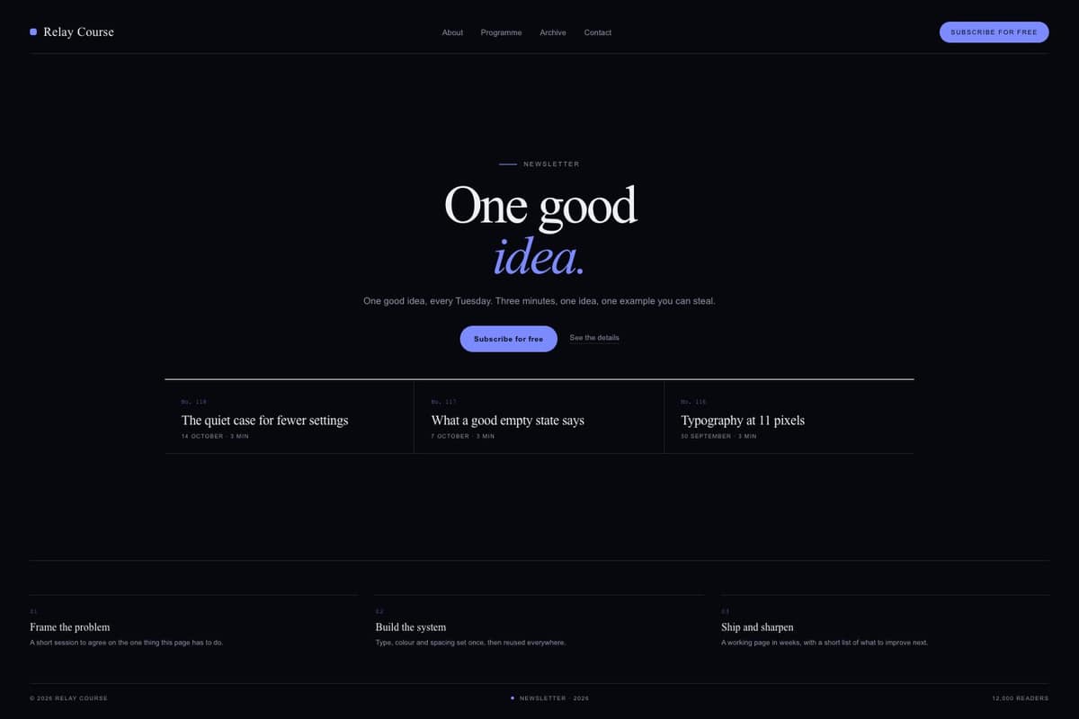 Relay Course — full page preview