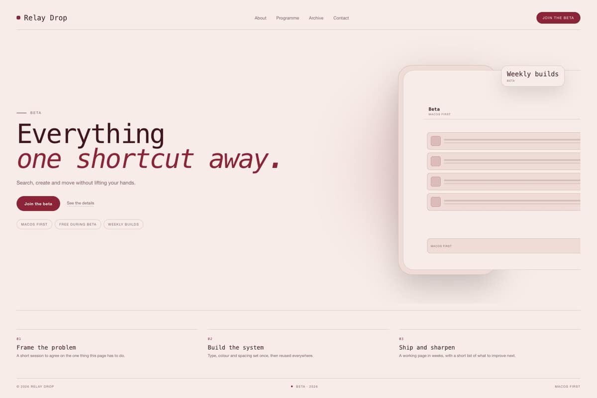 Relay Drop — full page preview