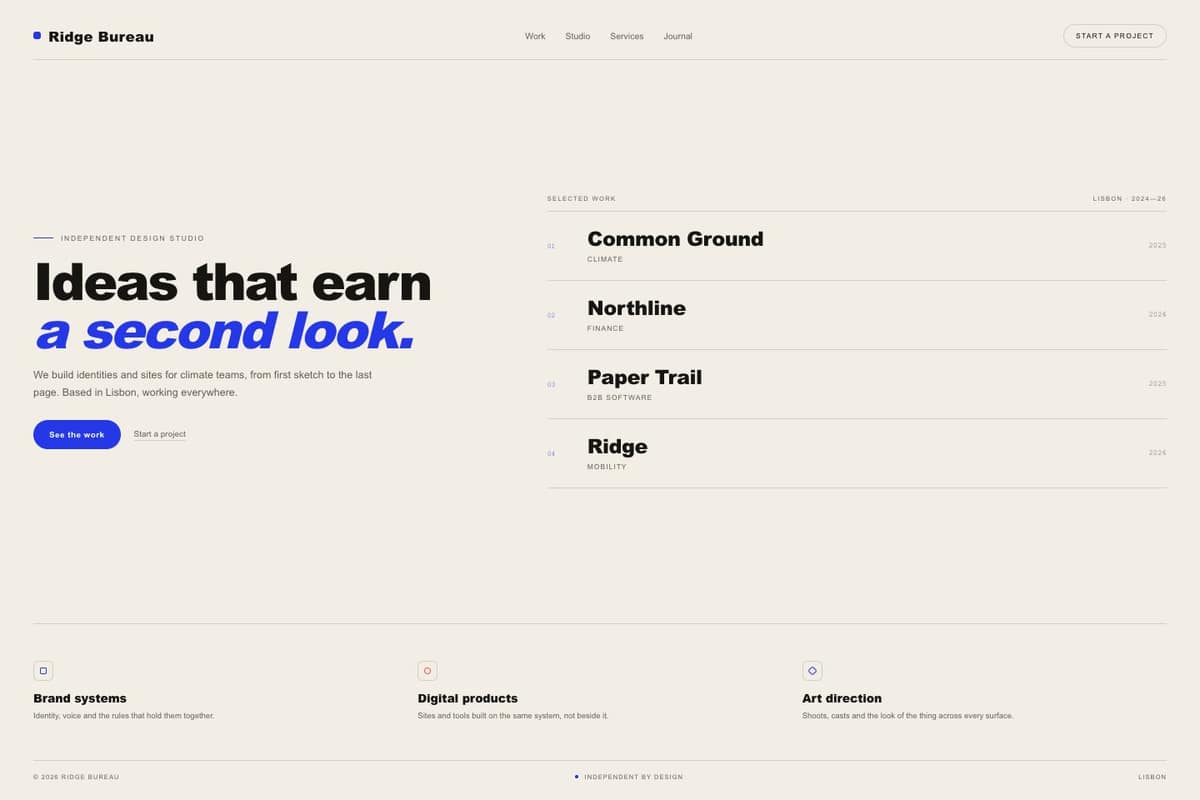 Ridge Bureau — full page preview
