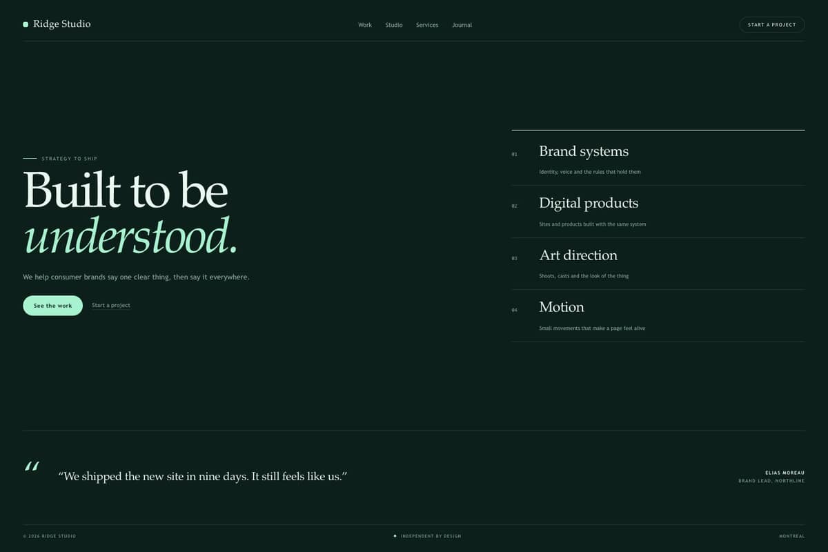Ridge Studio — full page preview