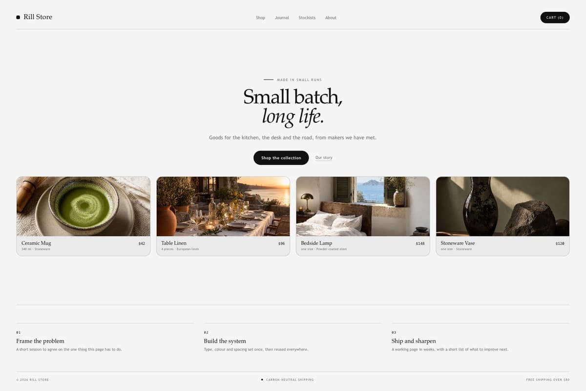 Rill Store — full page preview
