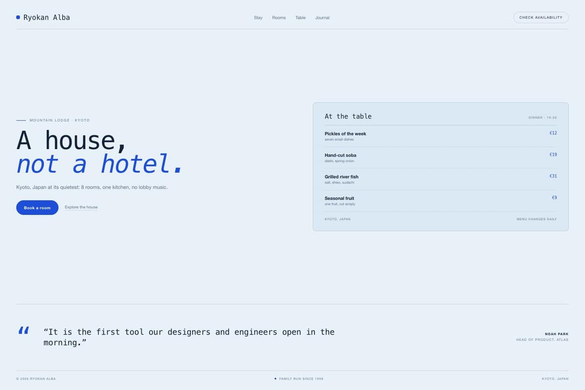 Ryokan Alba — full page preview