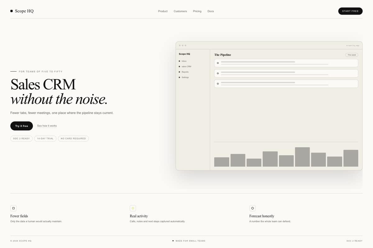 Scope HQ — full page preview