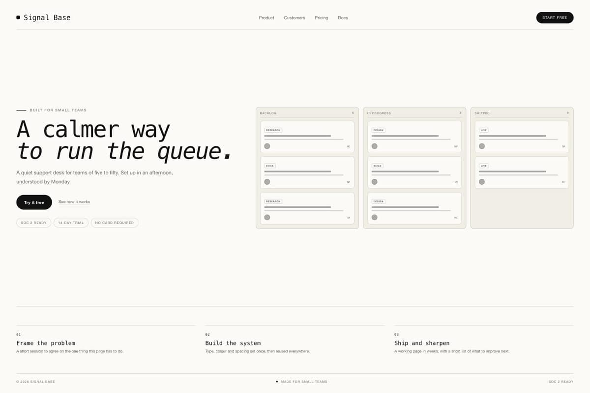 Signal Base — full page preview