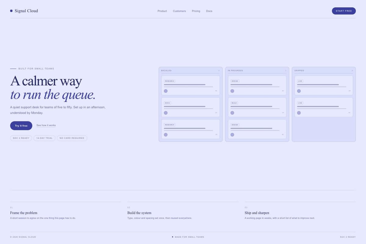 Signal Cloud — full page preview