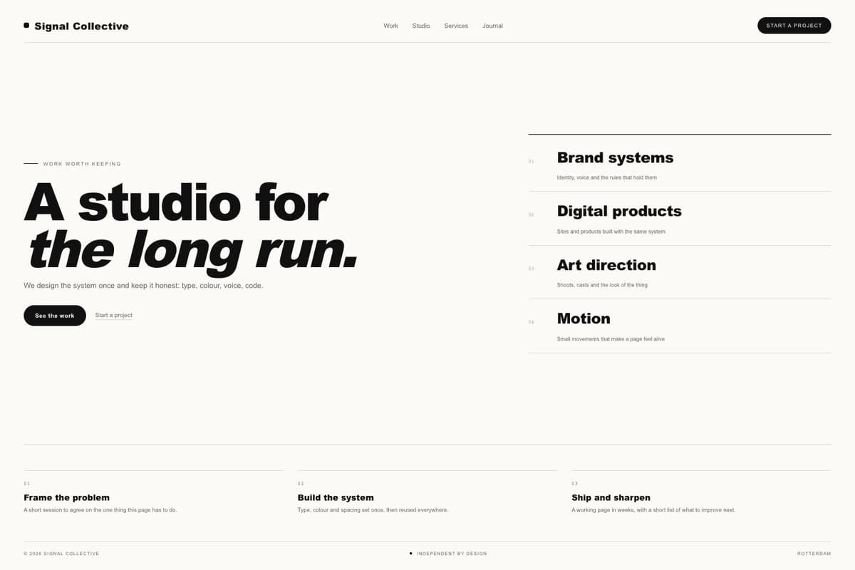 Signal Collective — full page preview