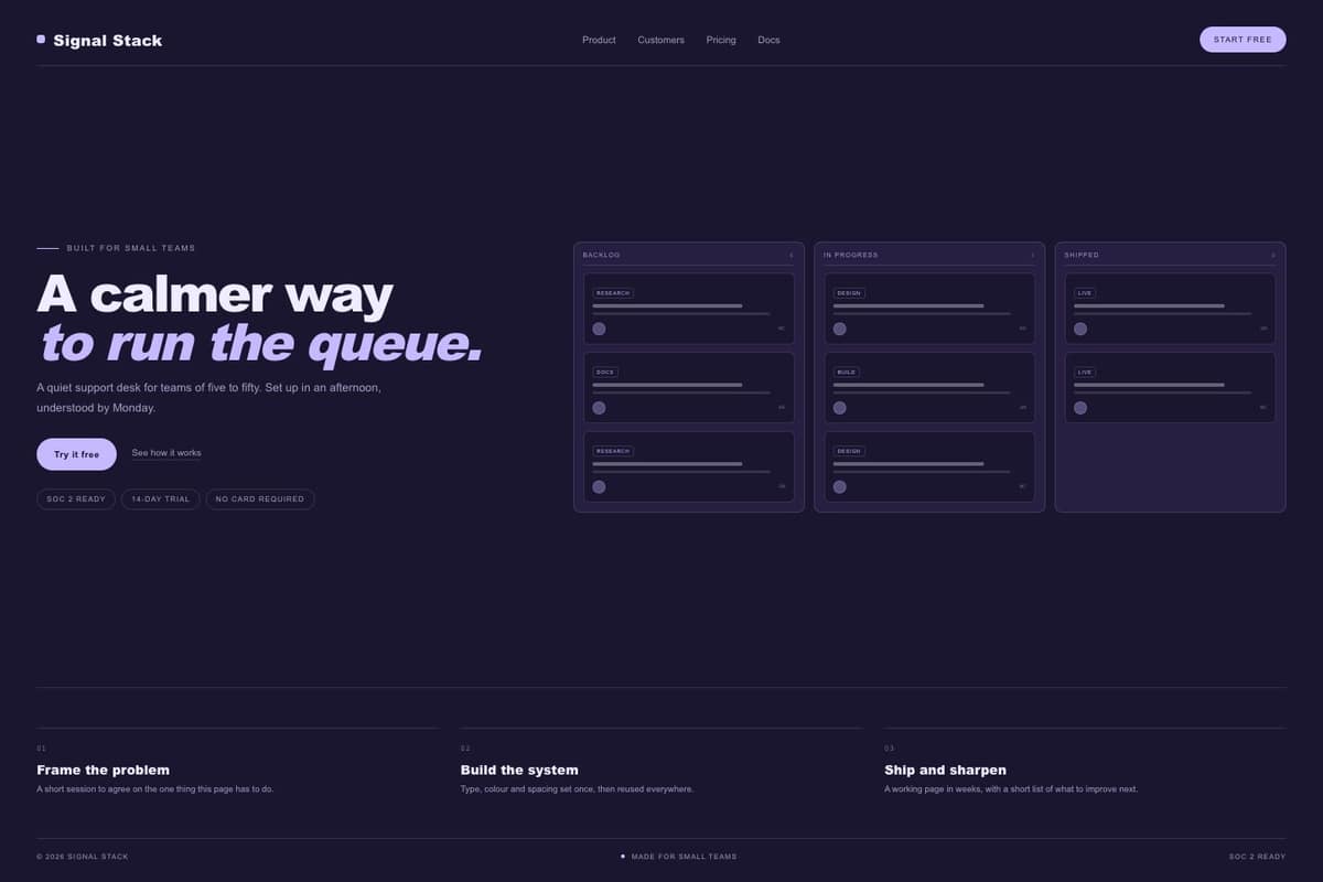 Signal Stack — full page preview