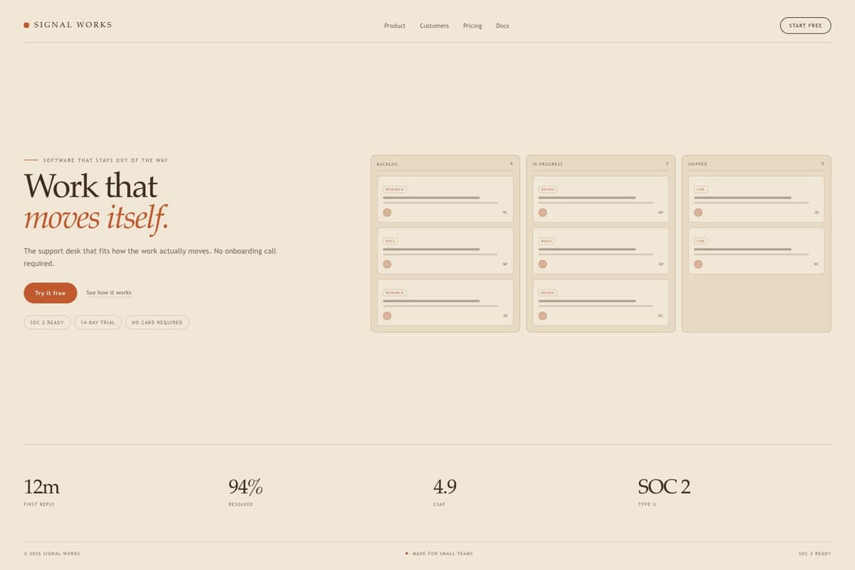 Signal Works App — full page preview