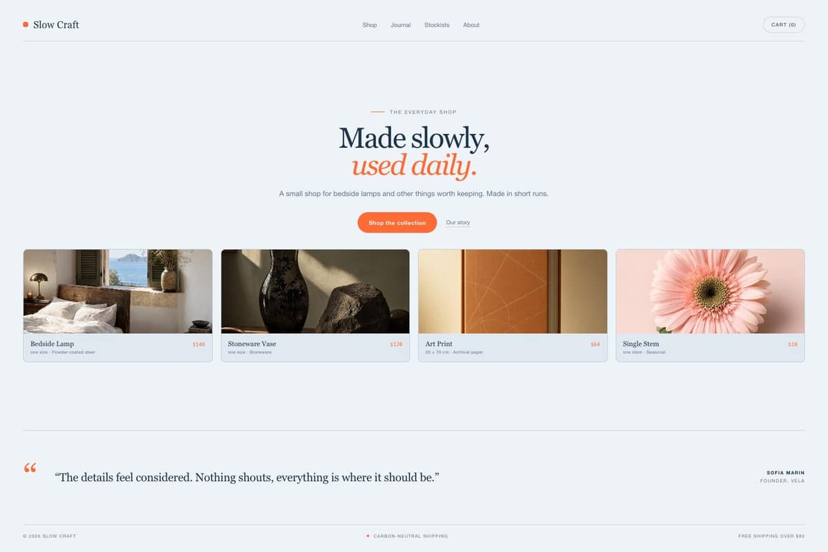 Slow Craft — full page preview