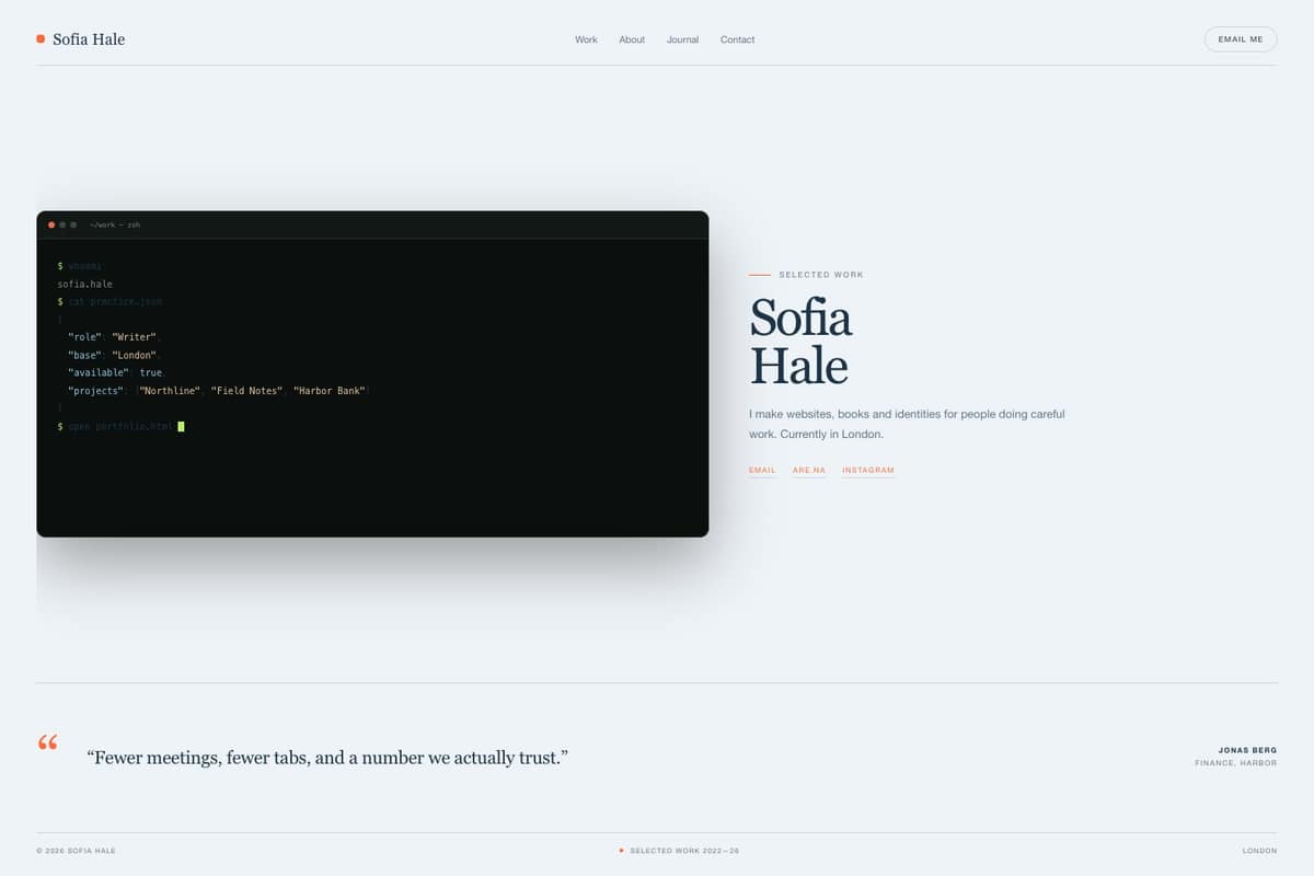 Sofia Hale — full page preview