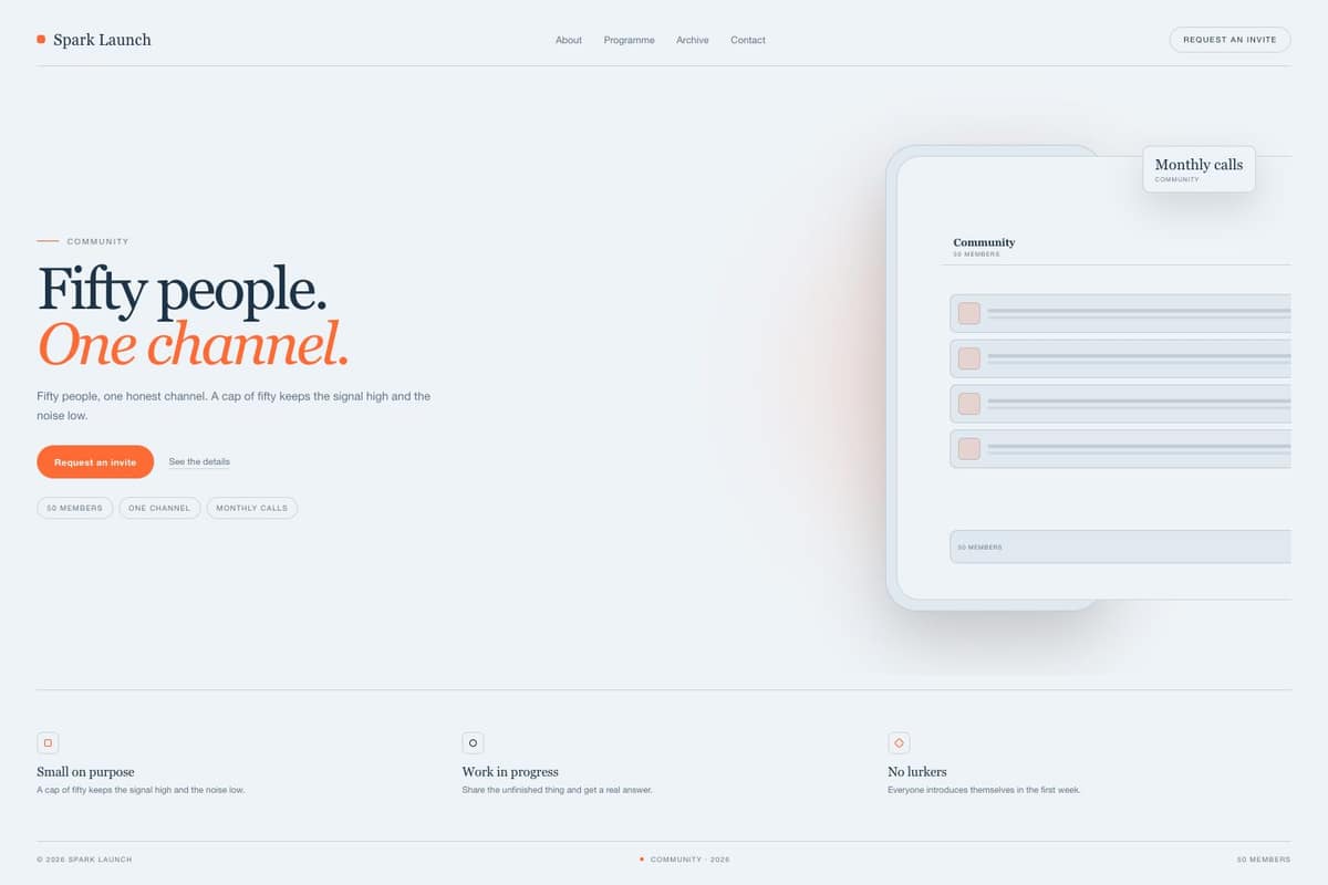 Spark Launch — full page preview