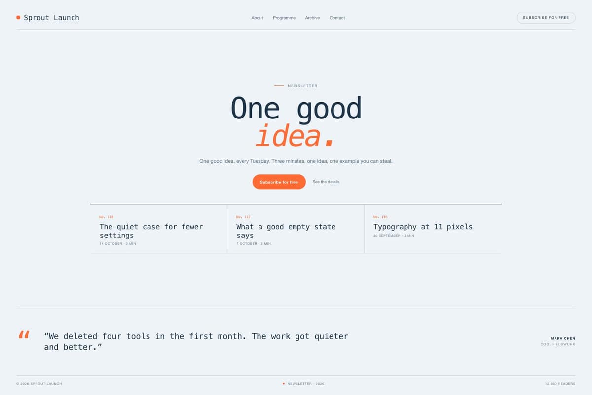 Sprout Launch — full page preview