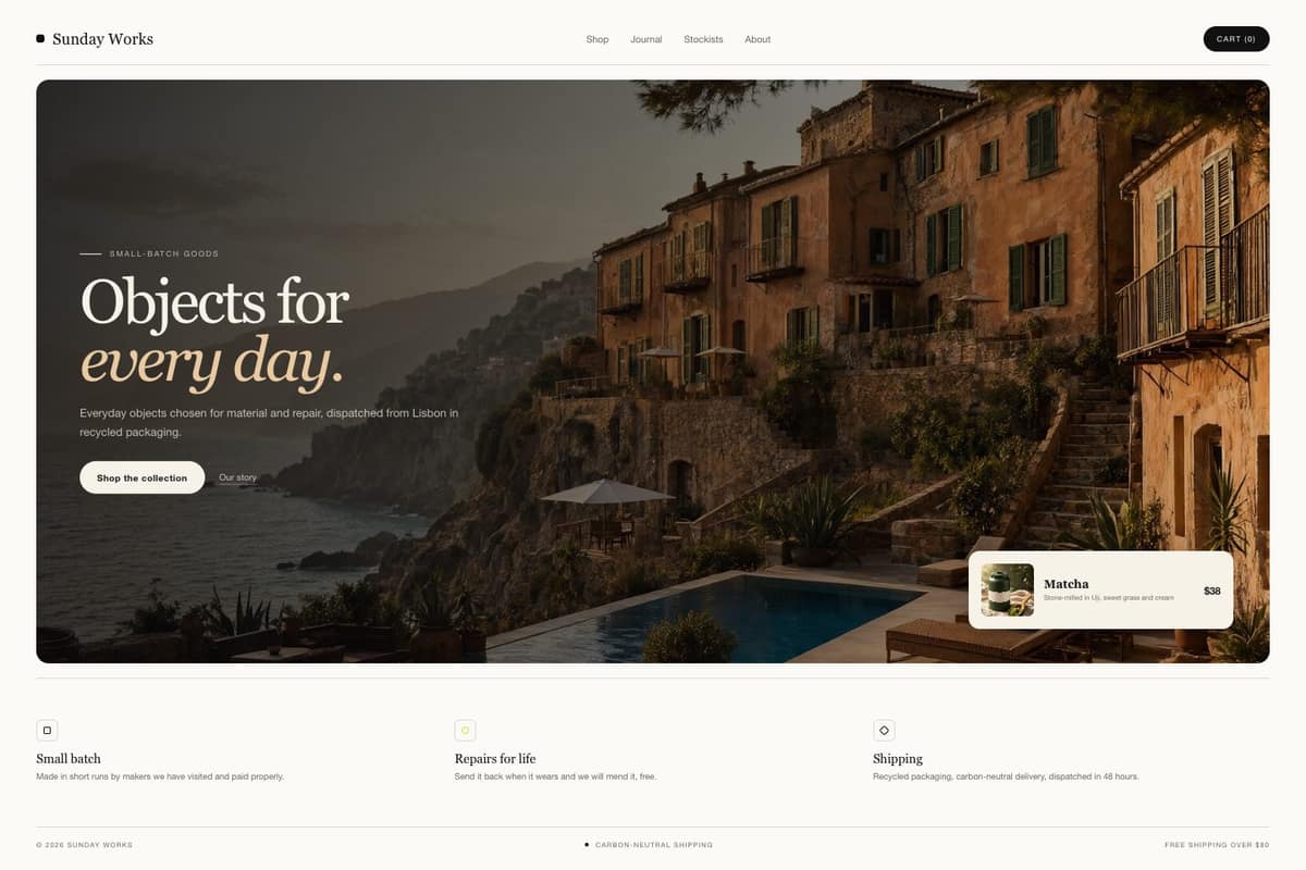 Sunday Works Shop — full page preview