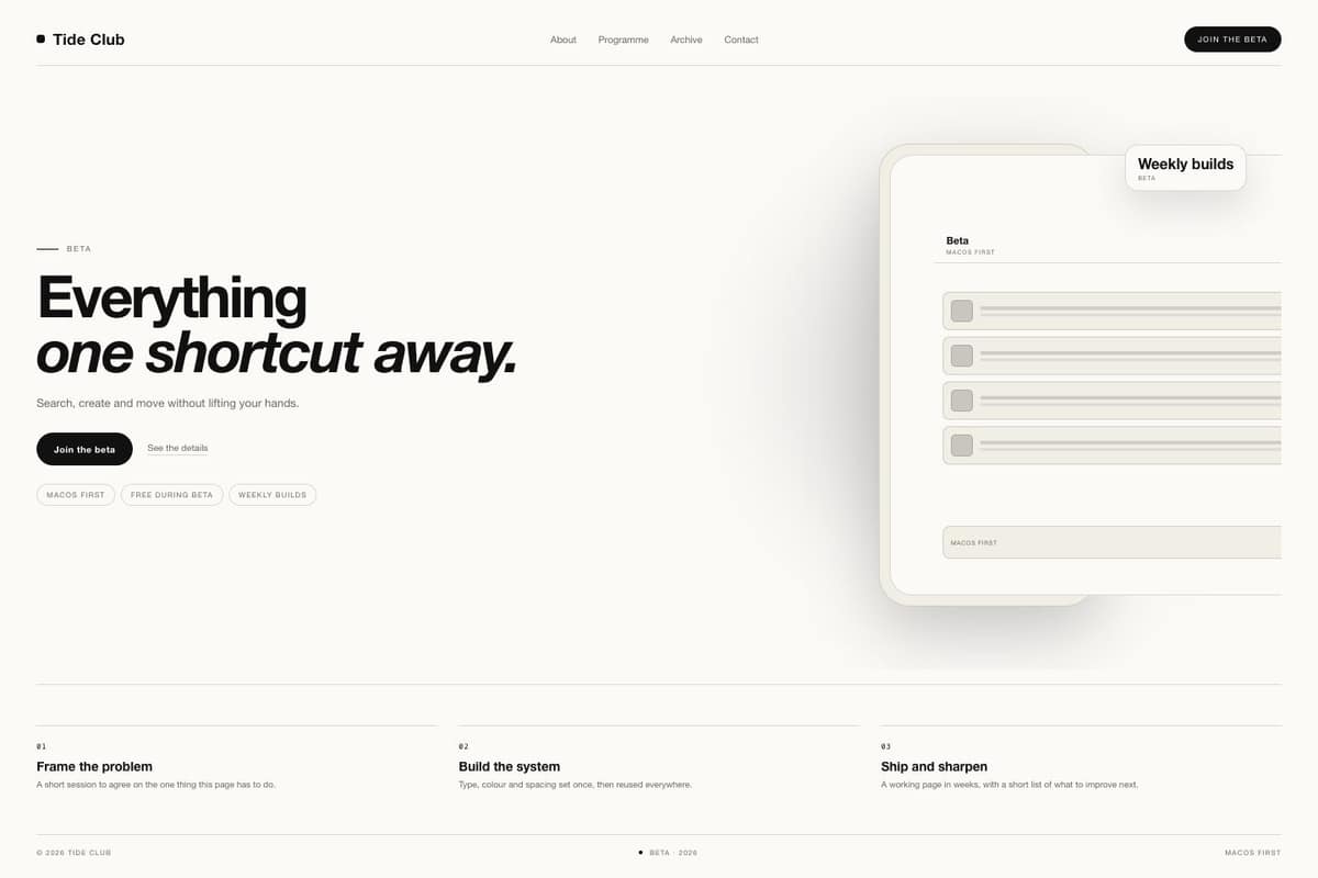 Tide Club — full page preview