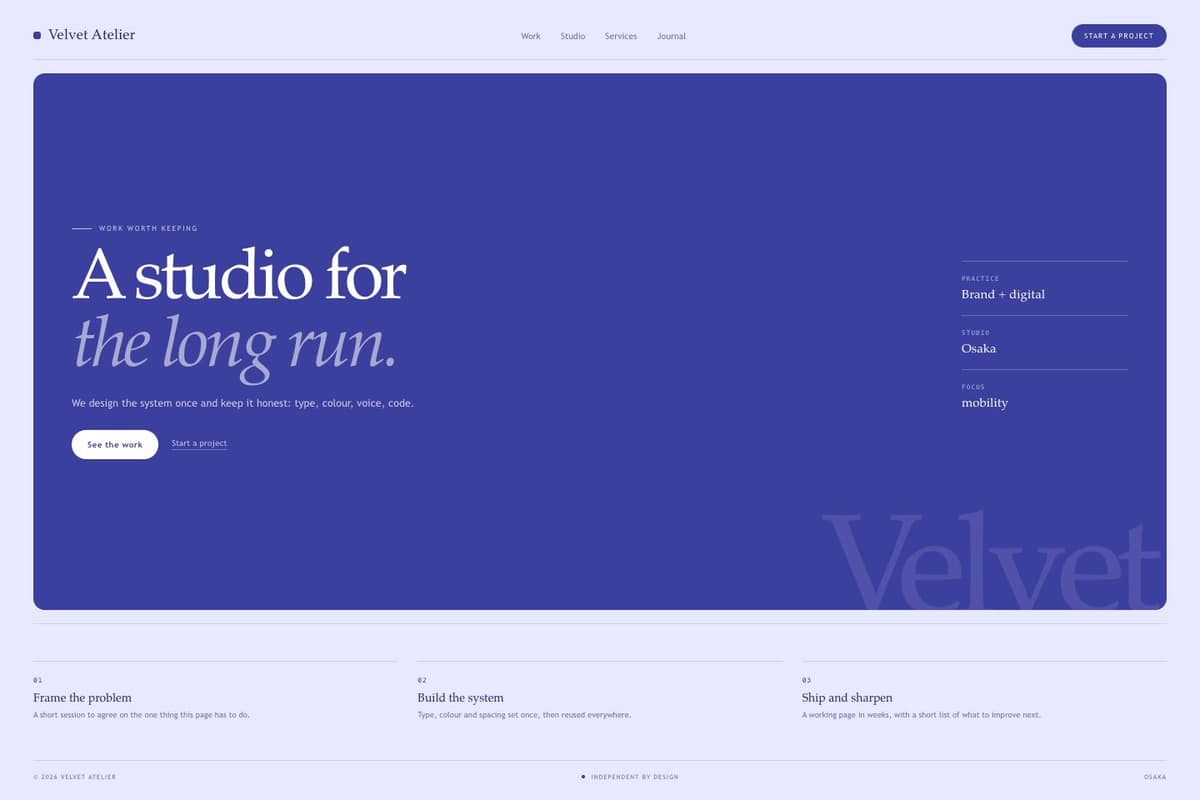 Velvet Atelier — full page preview