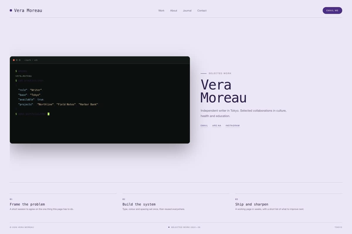 Vera Moreau — full page preview