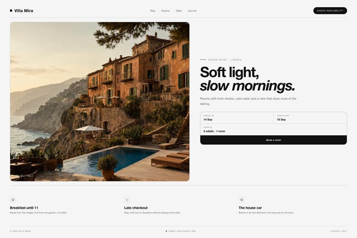 Villa Mira — full page preview