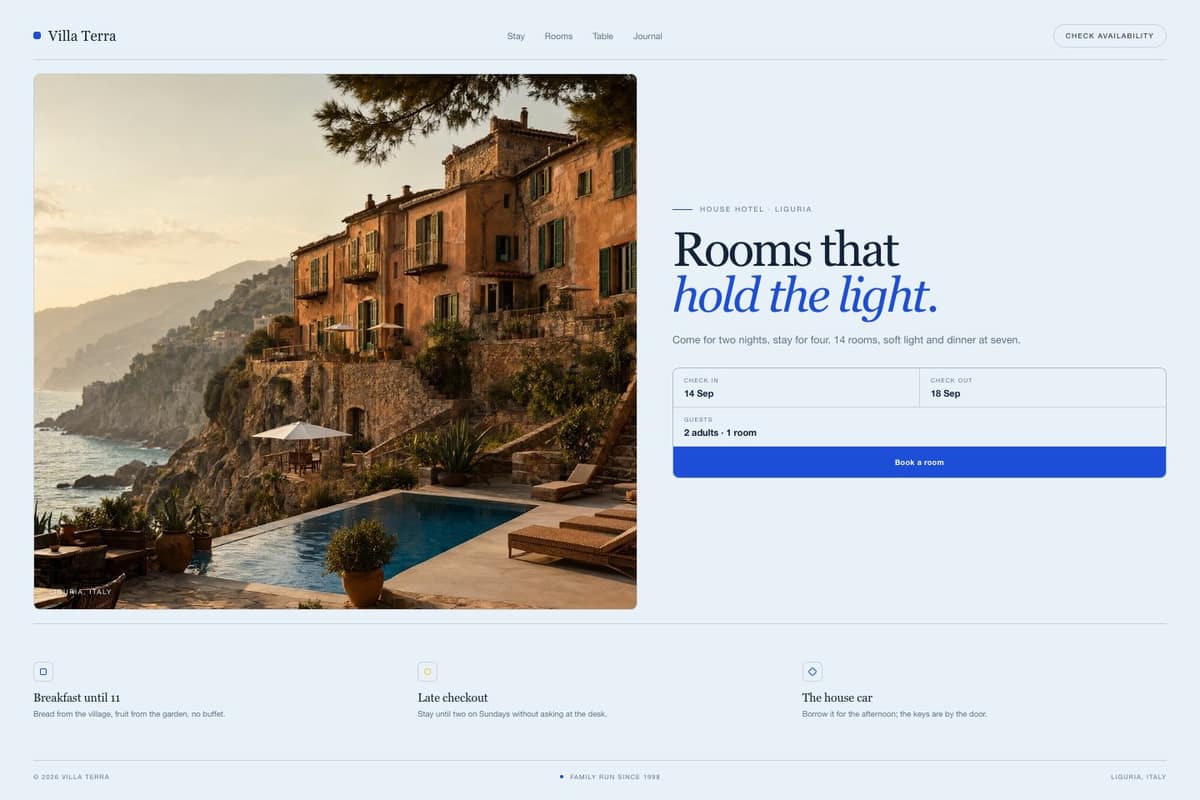 Villa Terra — full page preview