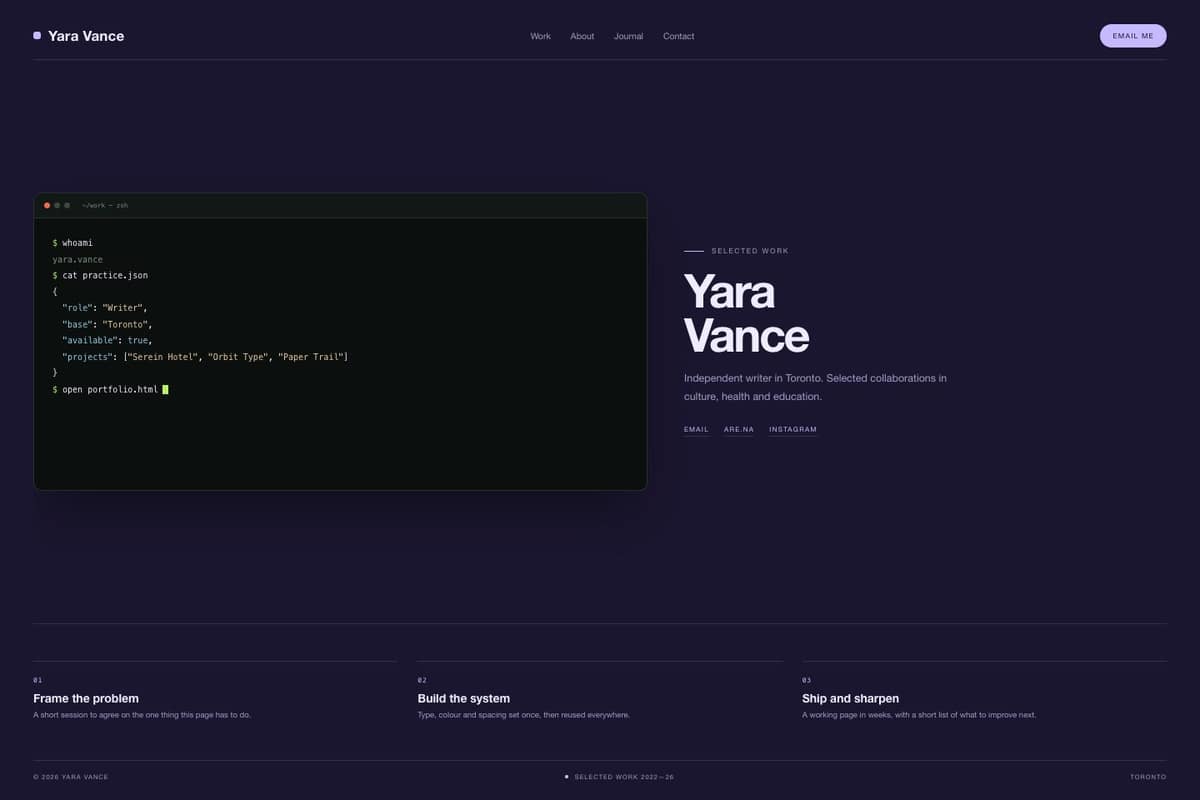 Yara Vance — full page preview