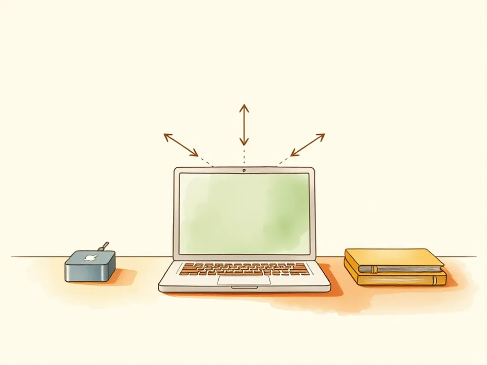 Step 2 of 15: Follow the 3-2-1 rule. A simple watercolour diagram of a laptop, an external drive, and a cloud, connected by three arrows
