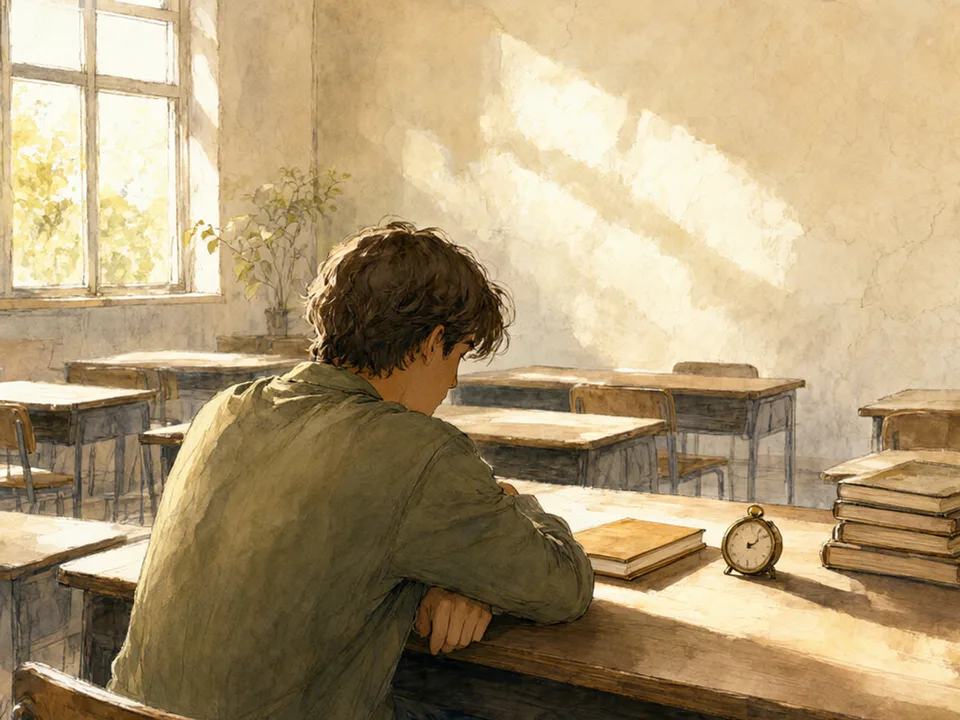 Step 10 of 12: Do one full mock, then stop adding material. A student sitting a timed mock exam alone at a desk
